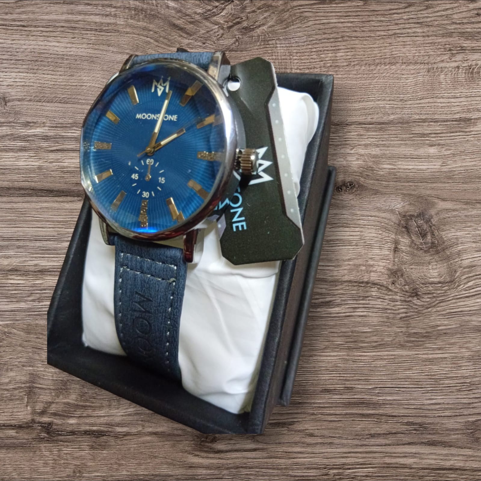 Moonstone Blue Leather strap watch