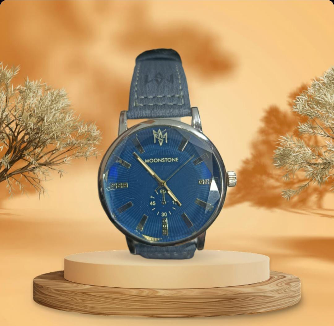 Moonstone Blue Leather strap watch