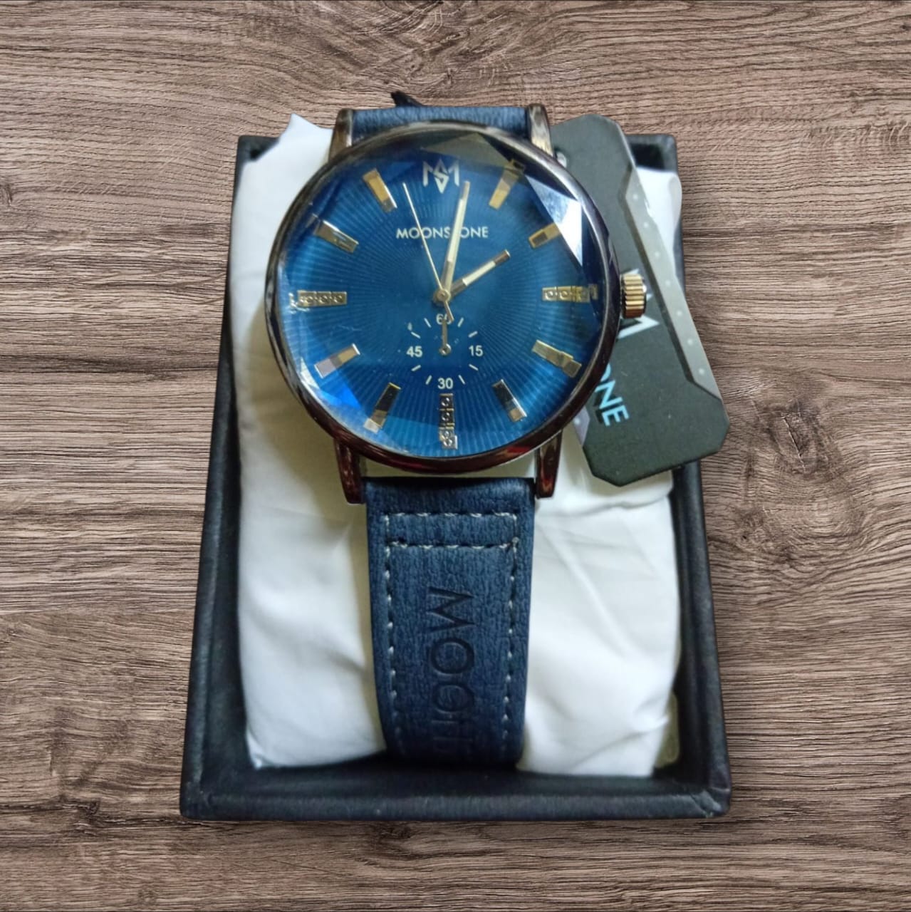 Moonstone Blue Leather strap watch